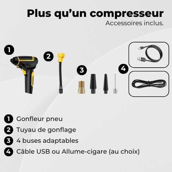 Gonfleur Pneu Voiture Pro 150 PSI – Compresseur Haute Performance | TyrePro™ 6 Gonfleur Pneu Voiture accessoires TyrePro
