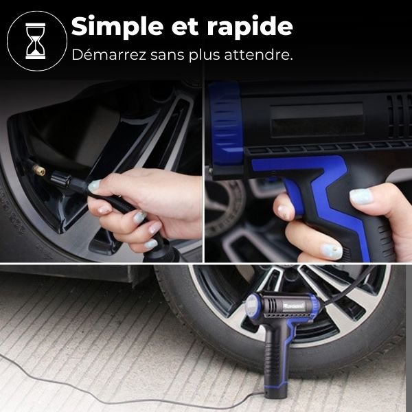 Gonfleur Pneu Voiture Rapide 150 PSI – Sans Fil & LED | AirFlow™ 2 Gonfleur Pneu simple AirFlow