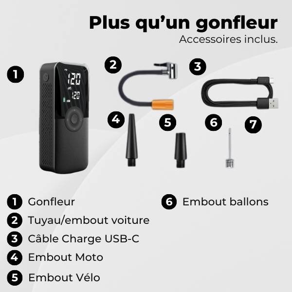 Gonfleur Pneu Voiture Sans Fil – Mini Compresseur LED 150 PSI | HyperPump™ 5 Gonfleur pneu voiture accessoires HyperPump