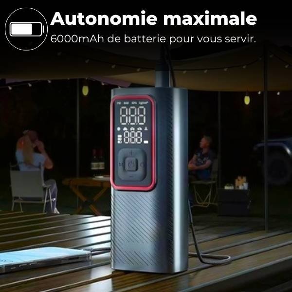 Gonfleur Pneu Voiture Digital 150 PSI – Mini Compresseur Portable | TyreForce™ 2 Gonfleur pneu voiture batterie longue durée TyreForce