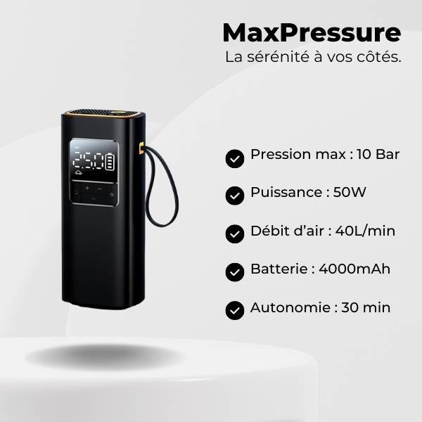 Gonfleur pneu voiture caractéristiques MaxPressure