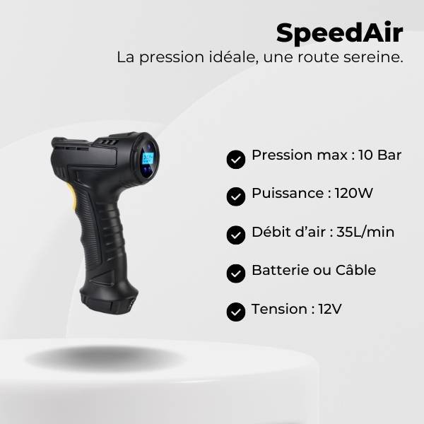 Gonfleur Pneu Voiture Rapide 150 PSI – Avec Lampe LED | SpeedAir™ 4 Gonfleur pneu voiture caractéristiques SpeedAir
