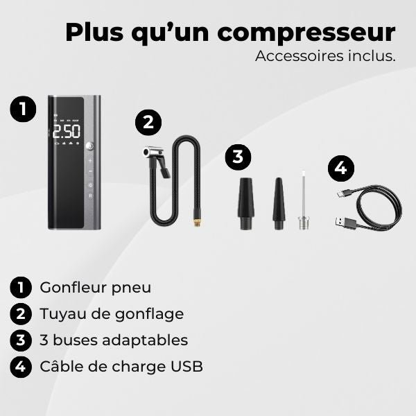 Mini Compresseur Portable 150 PSI – Gonfleur Pneu Voiture USB-C | RoadRush™ 6 Gonfleur pour pneus accessoires RoadRush