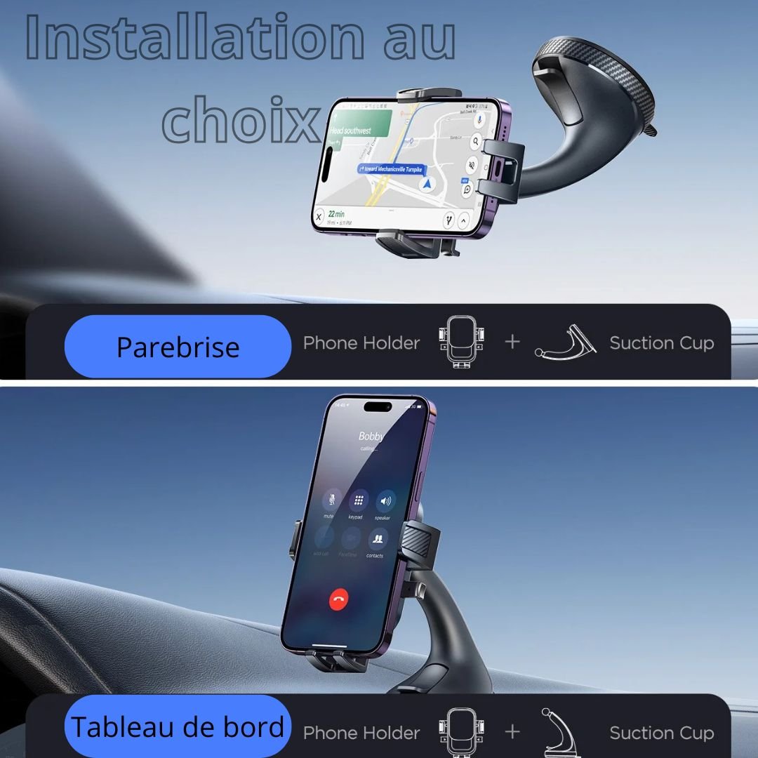 Support de Telephone pour Voiture| Stable 1 Verrouillage Ferme Bras Plus Larges et Plateau Reglable 2