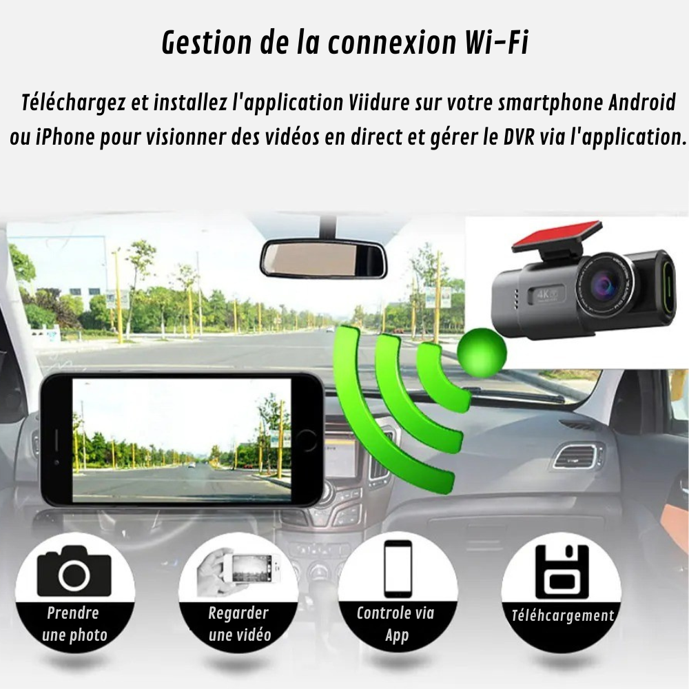 camera de voiture 4k dashcam viidure application wifi