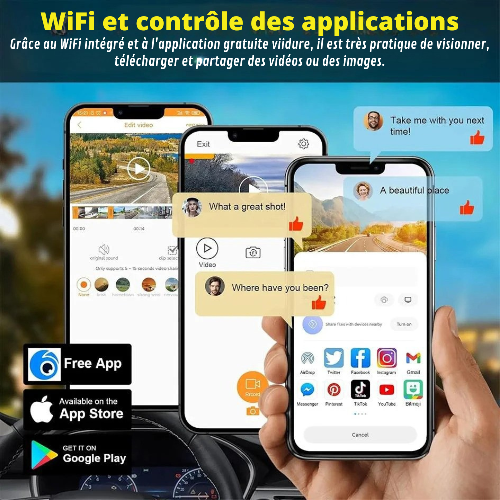 camera embarque 4k application mobile viidure
