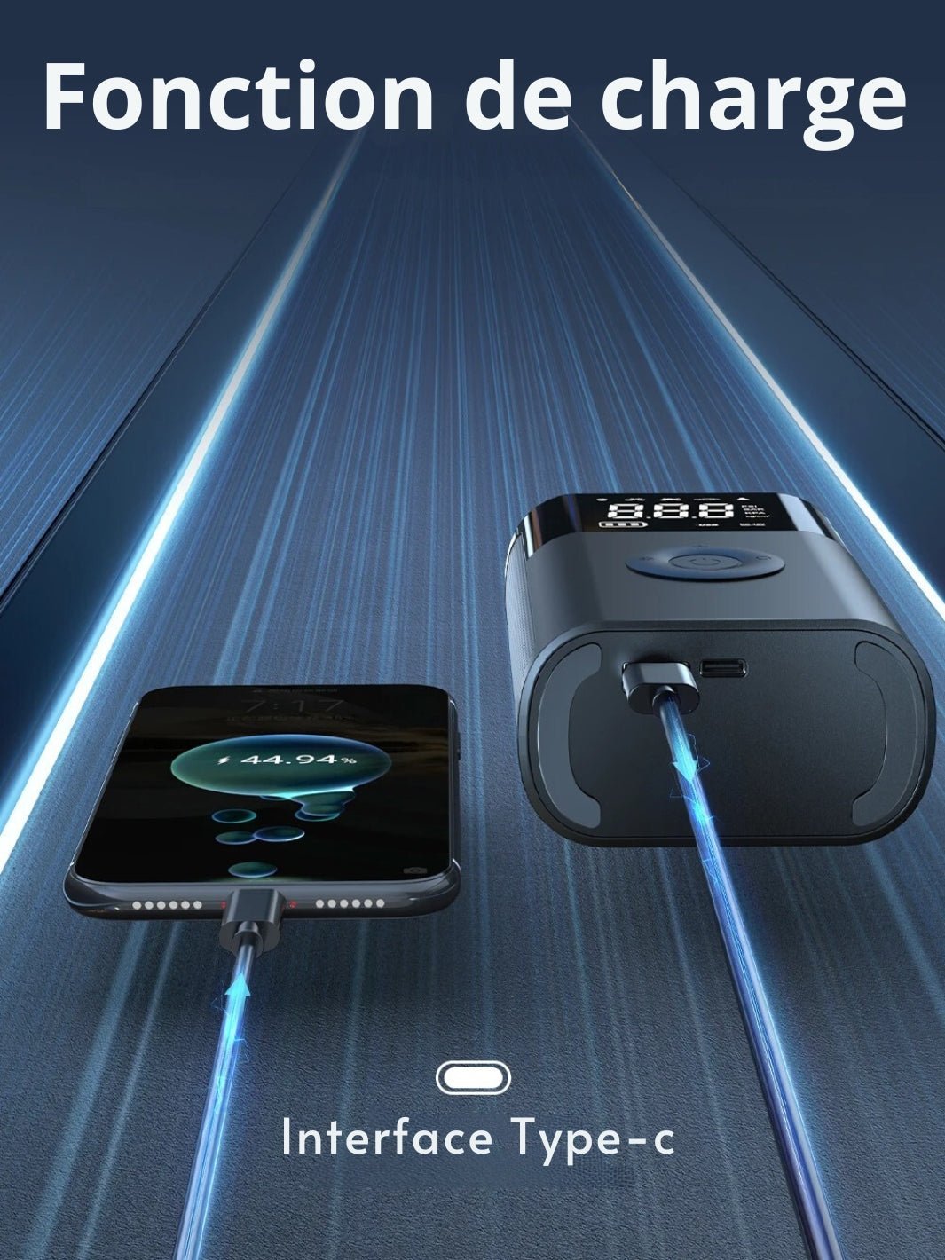 chargeur du mini compresseur d air portable