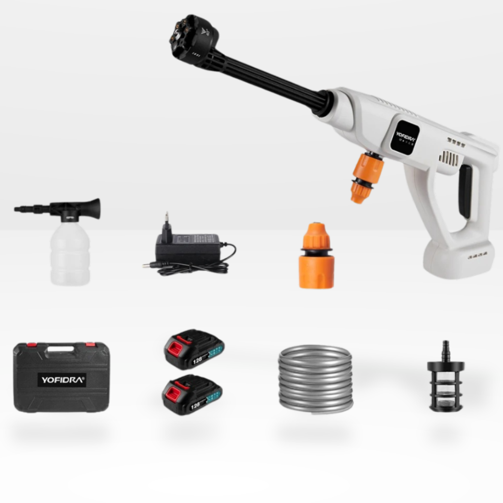 Nettoyeur Haute Pression Sans Fil 100 bars 6 en 1 | Lavage Royal® 6 contenue du pack nettoyeur haute pression sans fil 100 bars yofidra