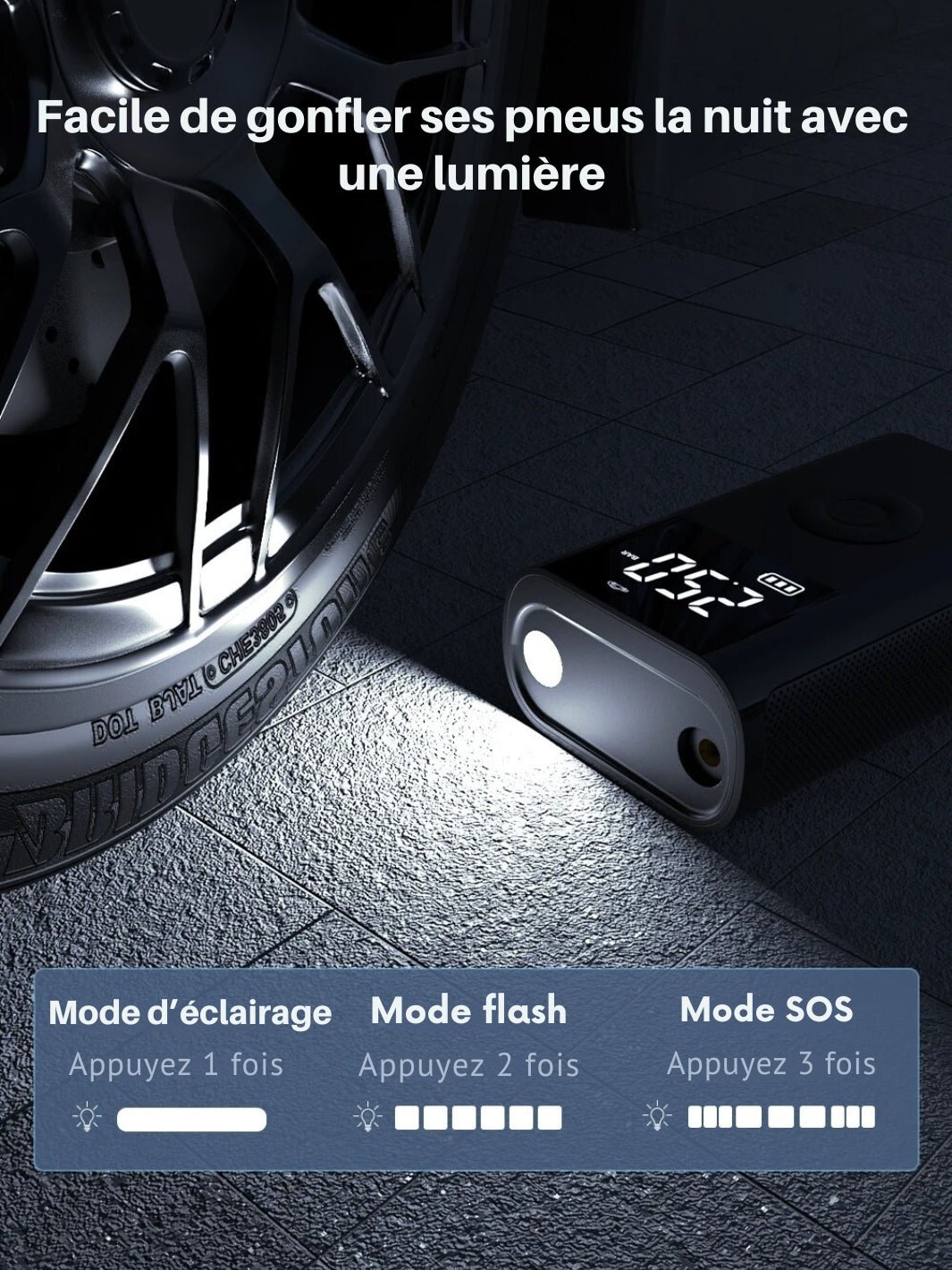 lampe du mini compresseur d air portable