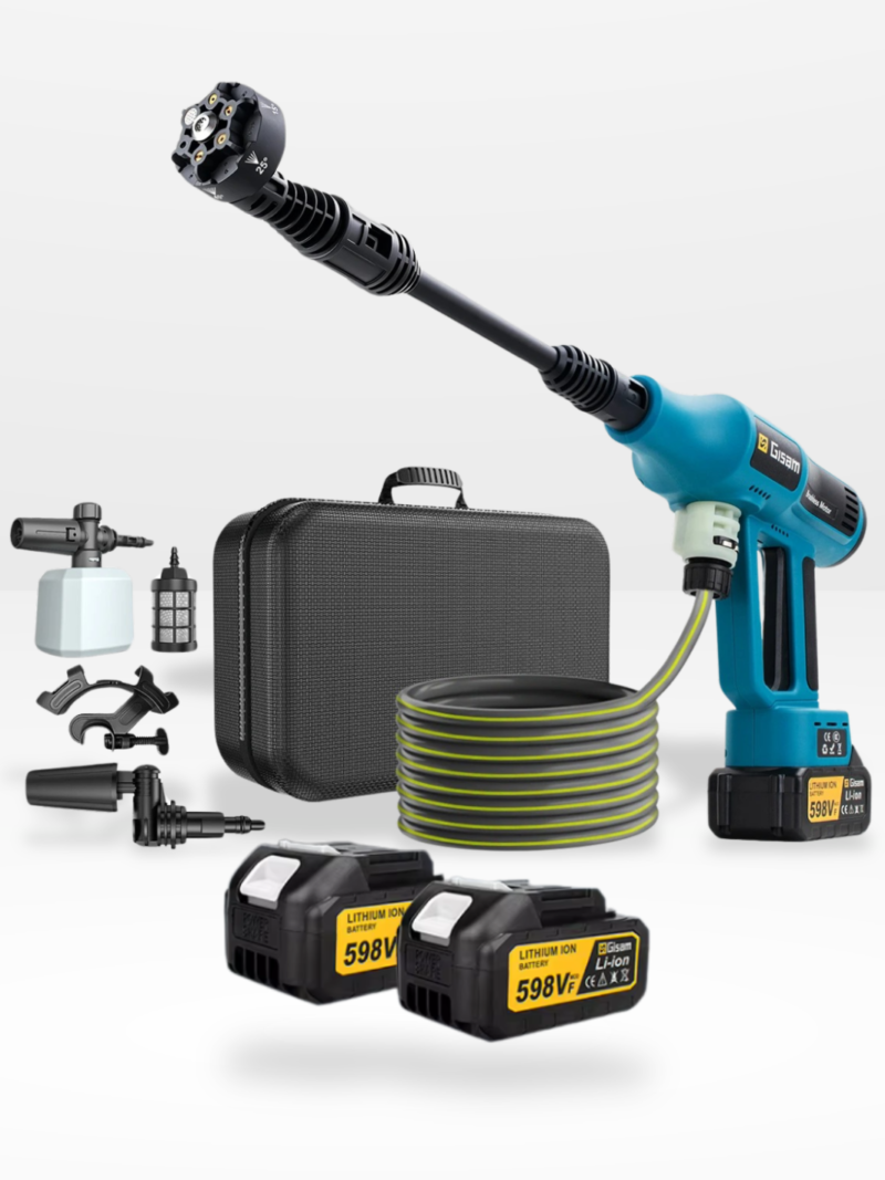 nettoyeur haute pression sans fil portable 6 en 1 bars 250 bars 2 batteries 1